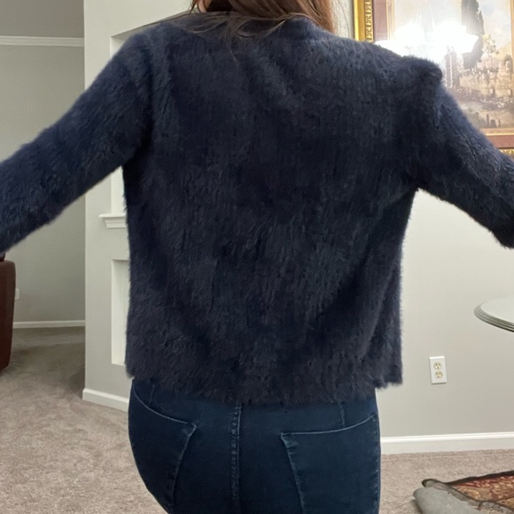 NWOT Navy Blue Furry Gold Button Banana Republic Cardigan - Picture 5 of 5